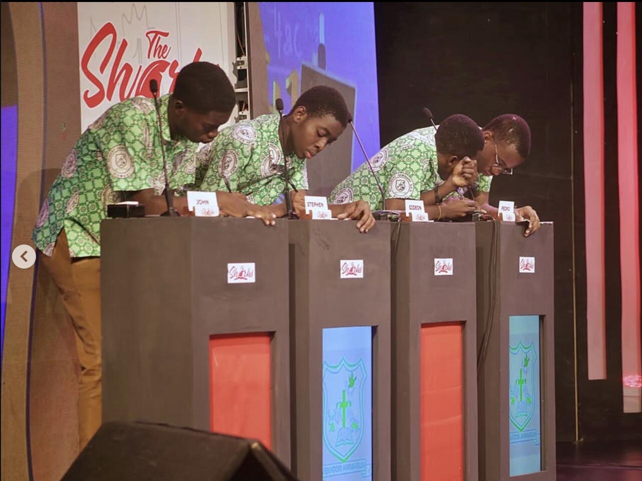 Event photograph showing Stephen Mensah competing with his school team at National Sharks Quiz.
